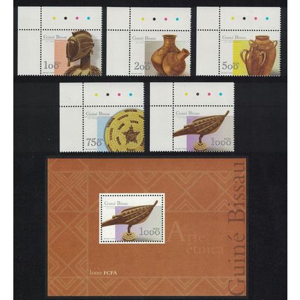 Guinea-Bissau Traditional Art 5v Corners +MS 2001 MNH SG#1336-MS1341