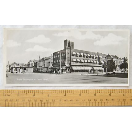 1960 panoramic postcard Breda, Stationplein m. Oranje Hotel