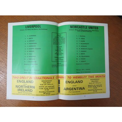 1974 LIVERPOOL V NEWCASTLE UTD FA CUP FINAL PROGRAMME