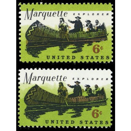 1356, Mint NH 6¢ Green Color Shift Freak Error With Normal * Stuart Katz