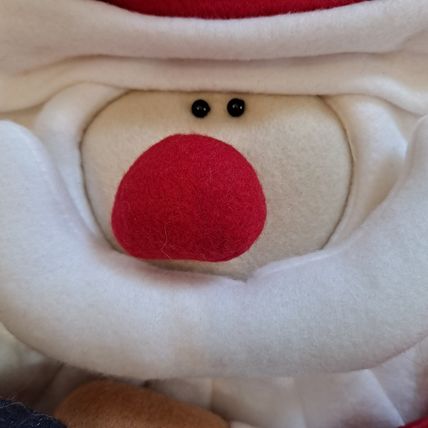 Christmas SANTA Claus CHAIR BACK COVER Holiday Decor Cloth Slipcover Dining Seat