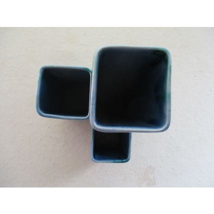 Cornish Lamorna Pottery desk tidy, blue colourway
