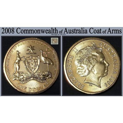 2008 Commonwealth of Australia Coat of Arms $1 'C'anberra Mintmark - Circulated