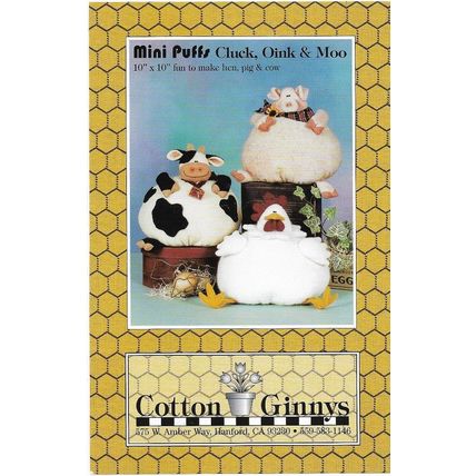 Cotton Ginnys #M099 Mini Puffs Cluck Oink Chicken Pig Cow Instructions & Pattern