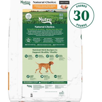 Nutro Natural Choice Adult Dry Dog Food, Chicken and Brown Rice Recipe 30 Lbs.