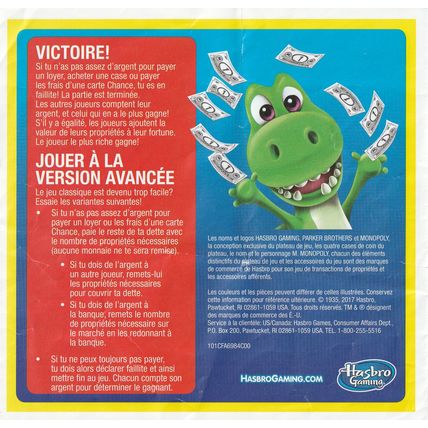 Monopoly Junior replacement parts pieces - instruction manual book - French