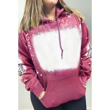 Rose Leopard Bleached Hoodie with Pocket