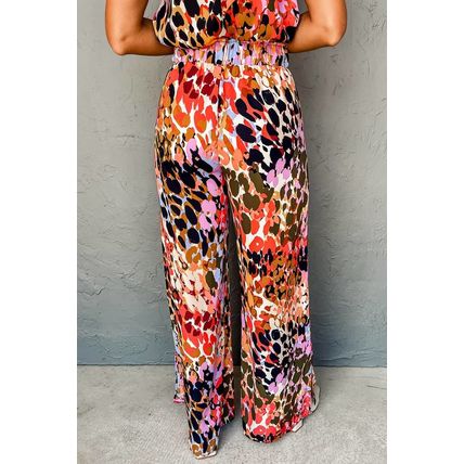 Black Multicolor Leopard Print Halter Tank Top and Pants Set