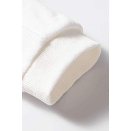 White Solid Color Patchwork Drop Shoulder Baggy Sweatshirt
