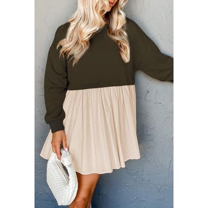 Jungle Green Sweatshirt Poplin Mini Dress