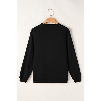 Black Rainbow Colorblock Striped Pullover Sweatshirt