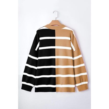 Light French Beige Colorblock Oversized Sweater