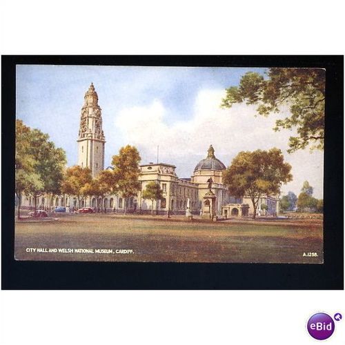 Wales CARDIFF City Hall Art Colour Postcard by Valentine (A 1258)