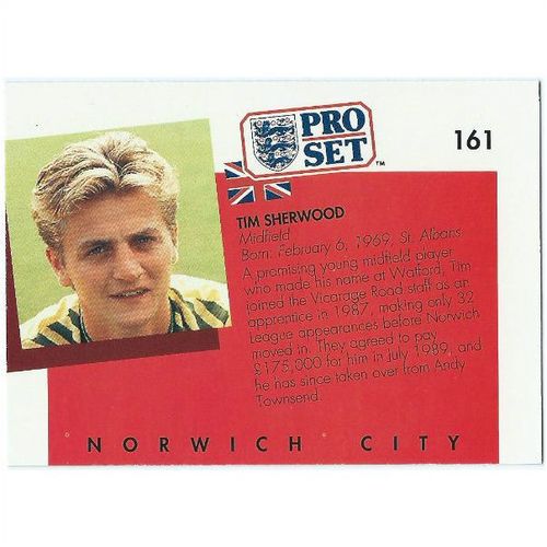 1990/1991 Pro Set Footbal - #161 - Tim Sherwood