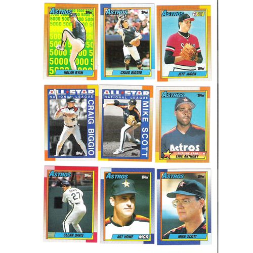 1990 Topps Houston Astros team set w/traded 32 cards- Nolan Ryan, 2 Biggio