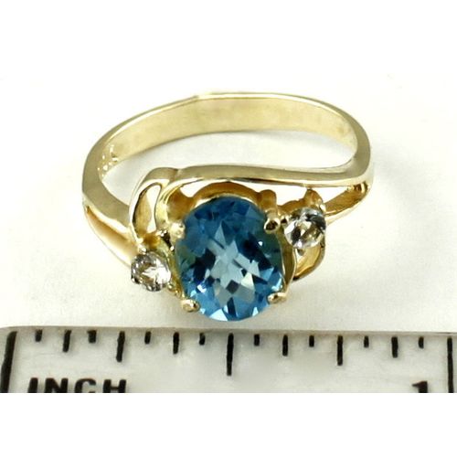 Swiss Blue Topaz, 10KY Gold Ring, R176