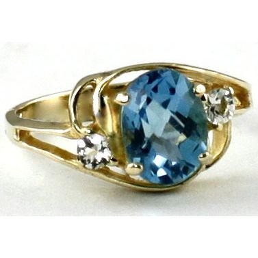 Swiss Blue Topaz, 10KY Gold Ring, R176