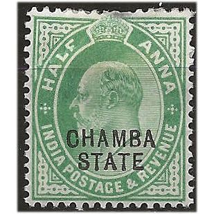 Chamba (ICS) 1907 SG41 1/2a Green Mounted Mint . ..