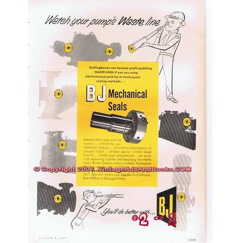 BYRON JACKSON COMPANY 1955 drilling tools mecanical seals vintage ad
