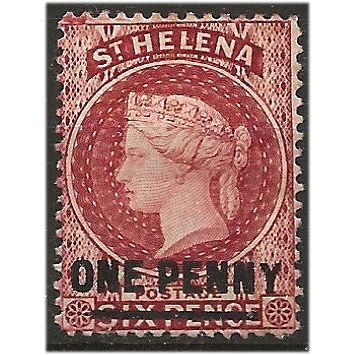 St Helena 1887 SG37 1d Red Wmk, Crown CA Perf 14 Mounted Mint . ..