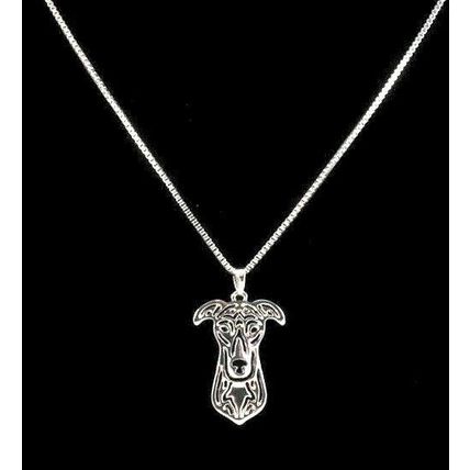 Greyhound Whippet Hound Dog Pendant Necklace Silver - Gift boxed