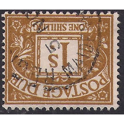 GB 1960 QE2 1/-d Ochre Postage Due Used SG D64wi Invert Wmk 179 CV £75 ( H732 )