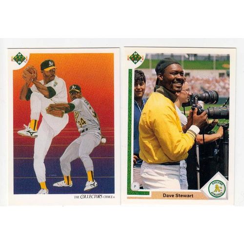 Lot of Two 1991 Upper Deck Dave Stewart cards- #127, #28 – Athletics checklist