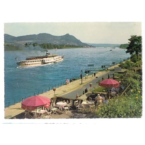 BAD GODESBERG, GERMANY unused vintage postcard 1962 ship rhein =