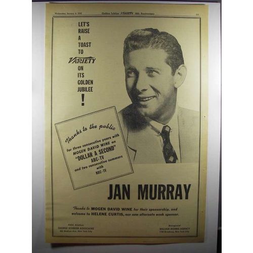 1956 Jan Murray Ad - Variety 50th Anniversary