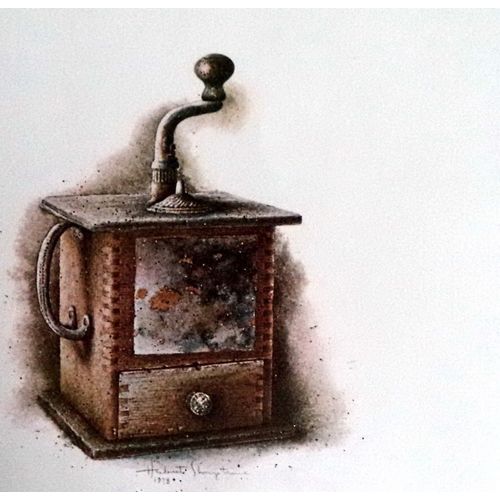 Original Hubert Shuptrine Print Old Country Wooden Coffee Grinder American South