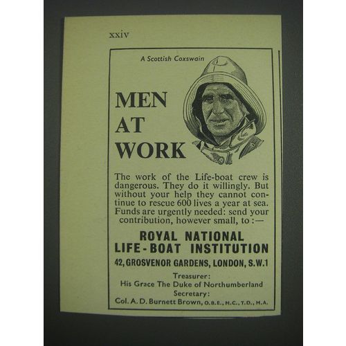 1957 Royal National Life-Boat Institution Ad - A Scottish Coxswain Men at Work