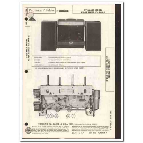 sylvania model 45p84 stereo phono record changer sams photofact manual