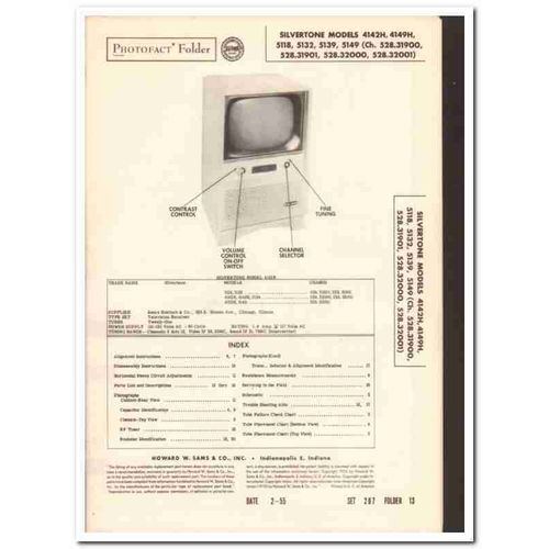 silvertone 4142h 4149h 5118 5132 5139 5149 tv sams photofact manual