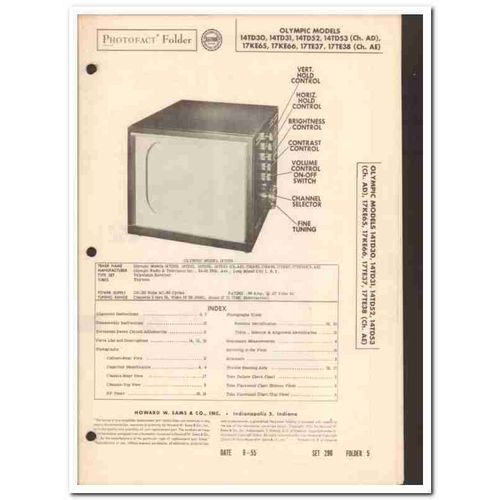 olympic models 14td3x 14td5x 17ke6x 17te3x tv sams photofact manual
