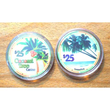 Coconut Tree $25. Casino Chip - Jamaica