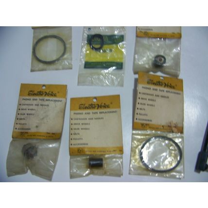 LOT OF 18 ELECTRO-VOICE, ETC. PHONOGRAPH PARTS, BELTS, FREE SHIPPING US ONLY!!