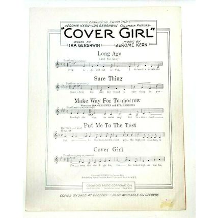 1944 Long Ago (And Far Away) Cover Girl by Jerome Kern Sheet Music (K10i)
