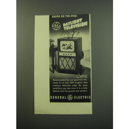 1949 General Electric Model 817 Television Ad - Easier on the eyes!
