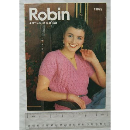 Vintage: Robin 13025 jumper, 4 ply, 89-126 cm, 34-49 inches
