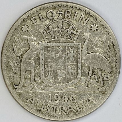 AUSTRALIA 1946 Florin 50% Silver (D)