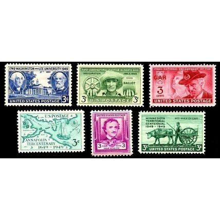 1949 Year Set of 6 Commemorative Stamps Mint NH - Stuart Katz