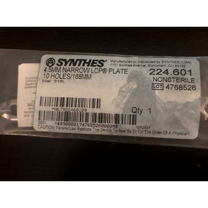 224.601 SYNTHES 4.5mm Narrow LCP Plate 10 Hole 188mm
