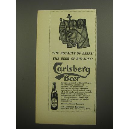 1956 Carlsberg Beer Ad - The royalty of Beers! The Beer of Royalty