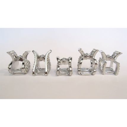 Small silver metal hair claw clip with crystals stocking stuffer gifts for