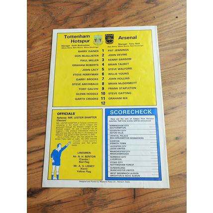 1980/81 Tottenham / Spurs vs Arsenal Division 1 Programme & Ticket