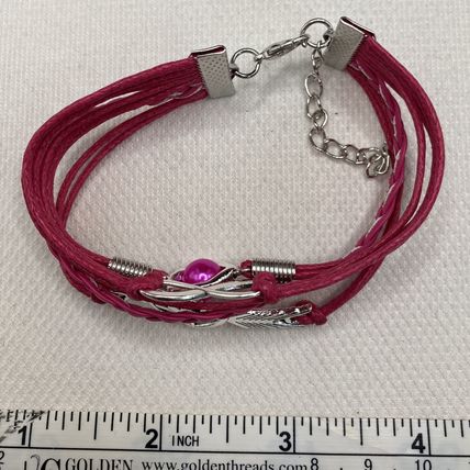 Bracelet Cupid Arrow Stackable PU Leather Pink #881