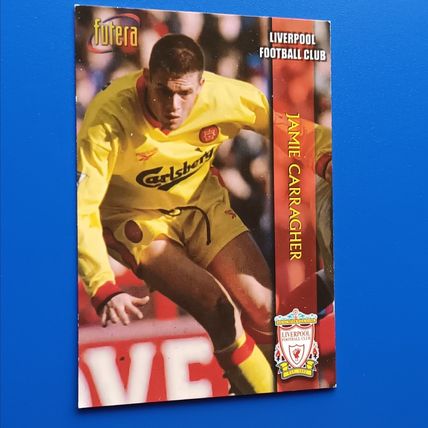 JAMIE CARRAGHER 1998 Futera Rookie RC Soccer Card LIVERPOOL #19