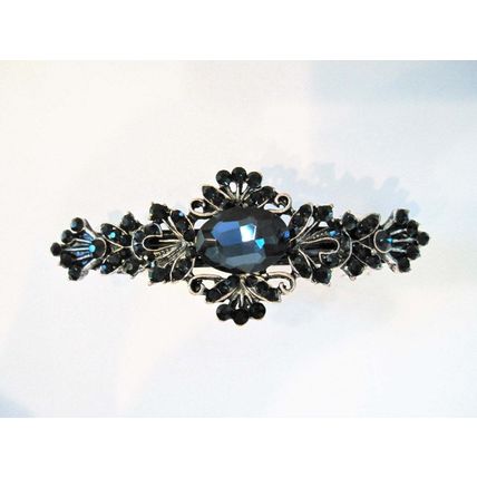 Small blue crystal hair barrette clip bridal clip bridal barrette gothic hair