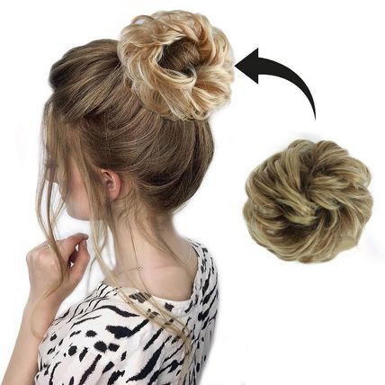 Synthetic Messy Bun Hair Piece, Ladies Hair Scrunchie DARK BLONDE 12T24