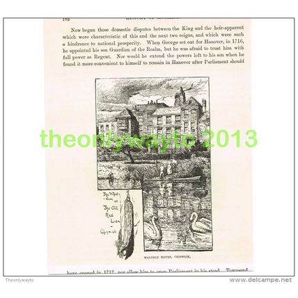 WALPOLE HOUSE, CHISWICK, LONDON, ENGLAND, Book Illustration (Print), c1870